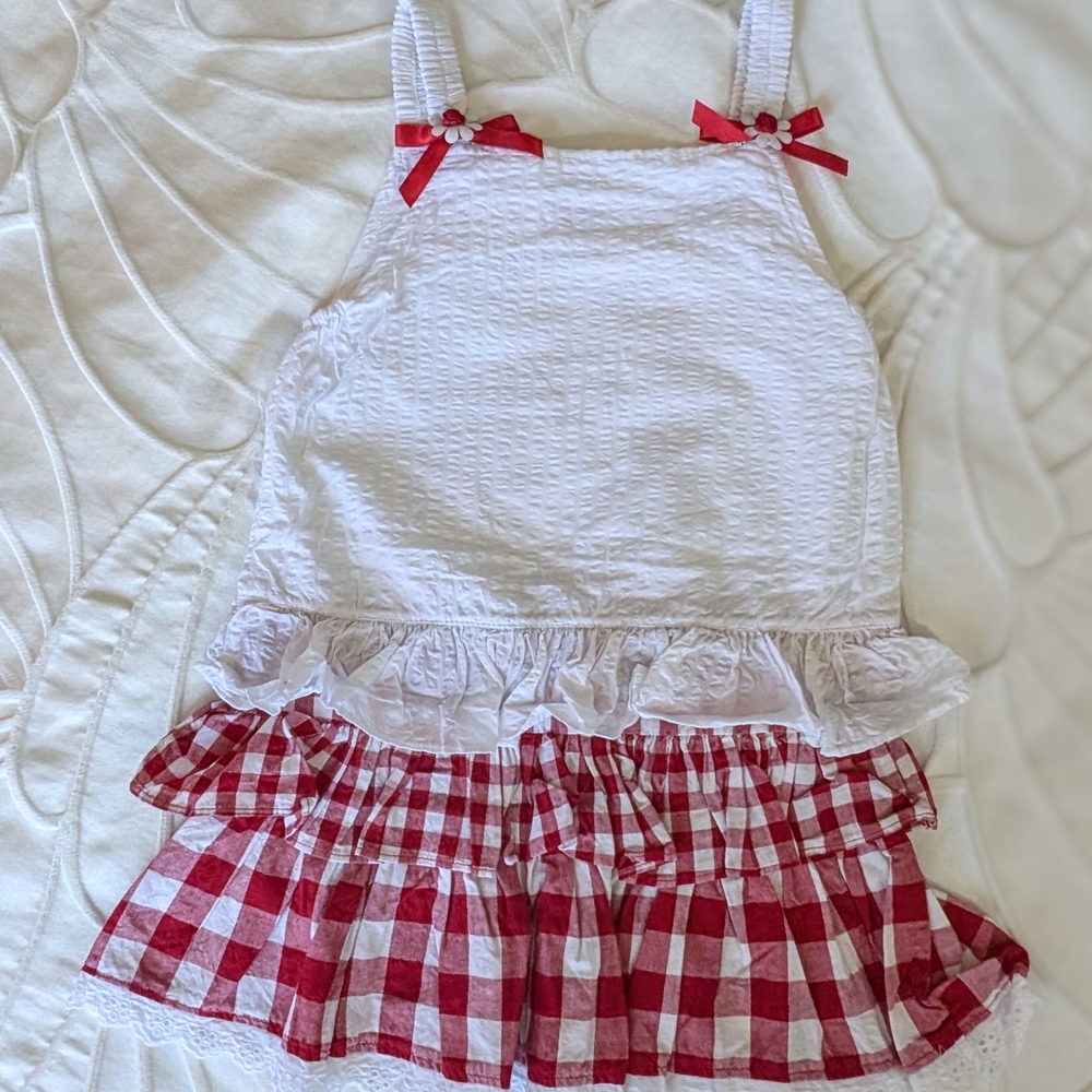 Red and White Checkered Dress with Bows